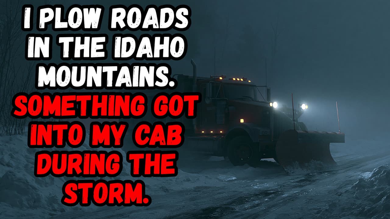 Still from I Plow Roads in the Idaho Mountains. Something Got Into my Cab During The Storm.