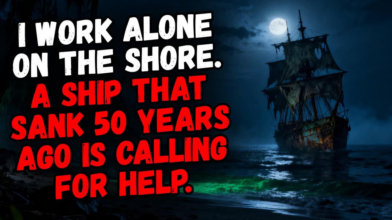 Still from I Work Alone on the Shore. A Ship That Sank 50 Years Ago is Calling for Help.
