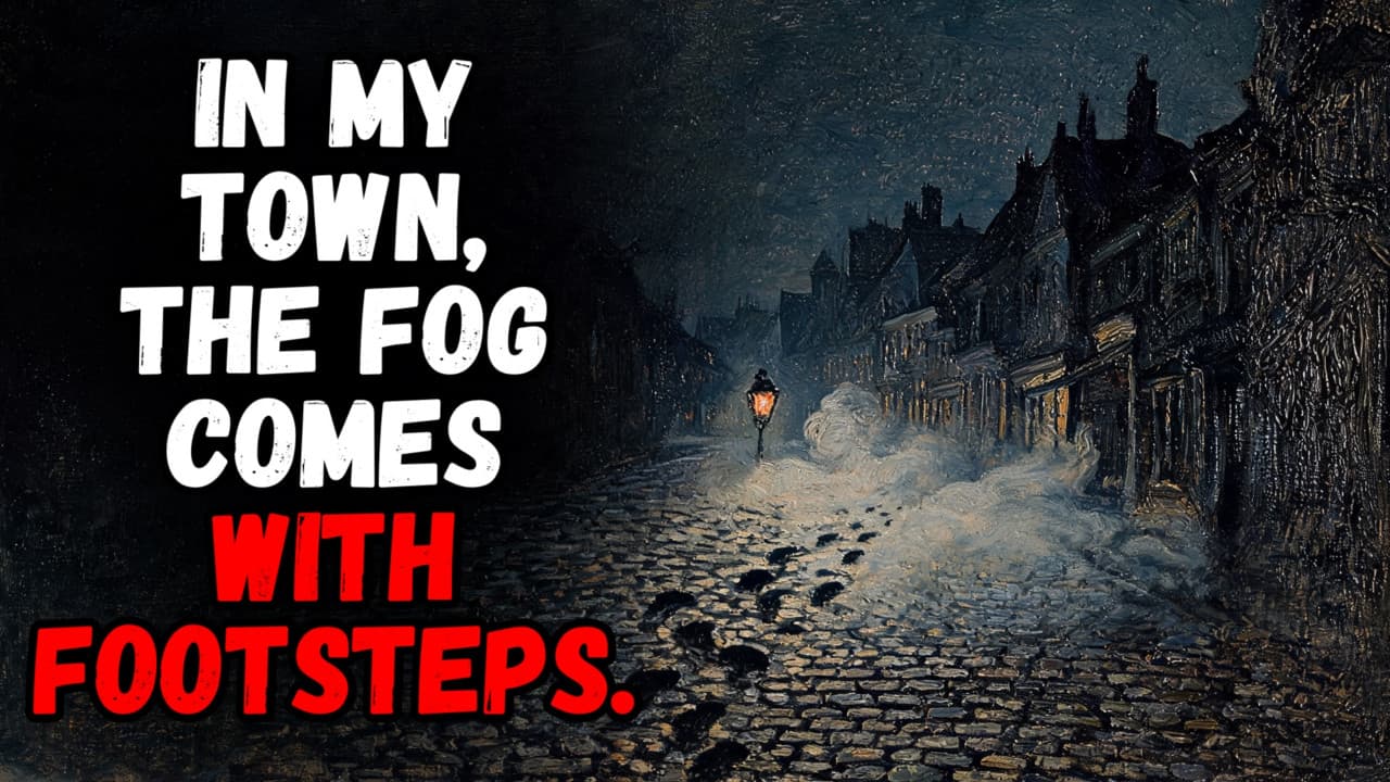 Still from In My Town, the Fog Comes With FOOTSTEPS.