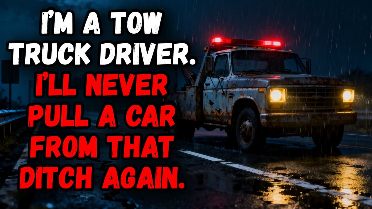 Still from I’m a Tow Truck Driver. I’ll Never Pull a Car From That Ditch Again.