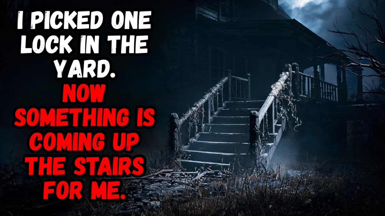 Still from I Picked One Lock in the Yard. Now Something Is Coming Up the Stairs for Me.