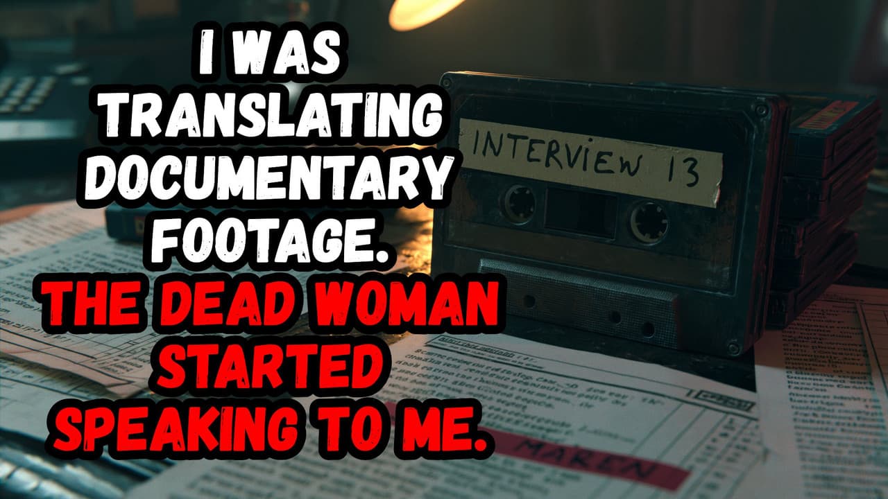 Still from I Was Translating Documentary Footage. The Dead Woman Started Speaking to Me.
