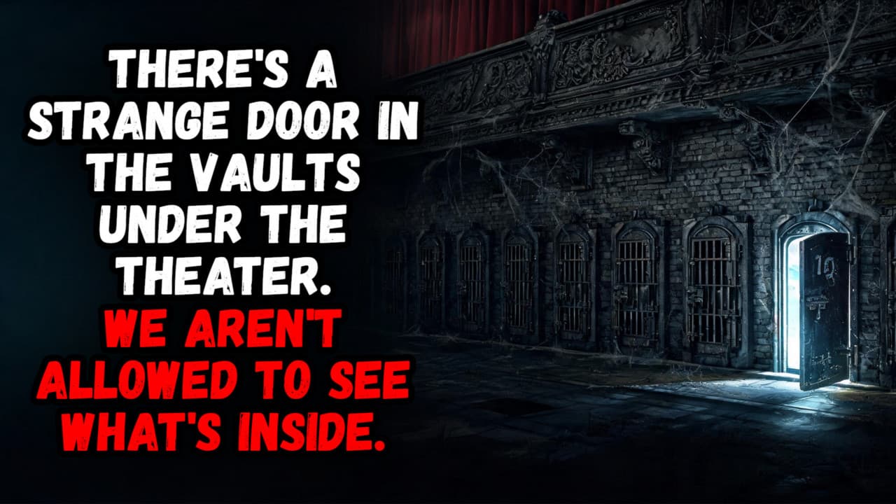 Still from There's A Strange Door In The Vaults Under The Theater. We Aren't Allowed To See What's Inside.