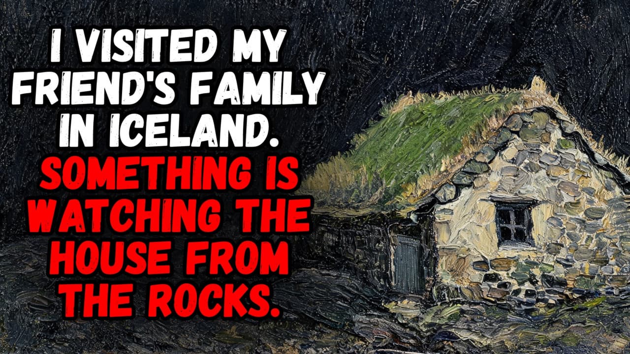 Still from I Visited My Friend's Family in Iceland. Something Is Watching the House From the Rocks.